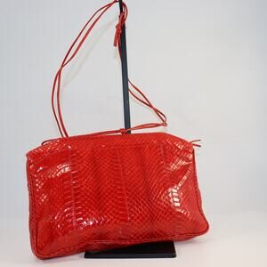 Vintage Woolf Bros Red Snakeskin Shoulder Bag Made in Canada